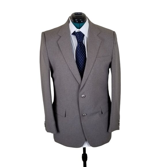 Haggar Mens Brown Pinstripe Two-Button Suit Jacket Blazer Size 42 - Picture 1 of 8